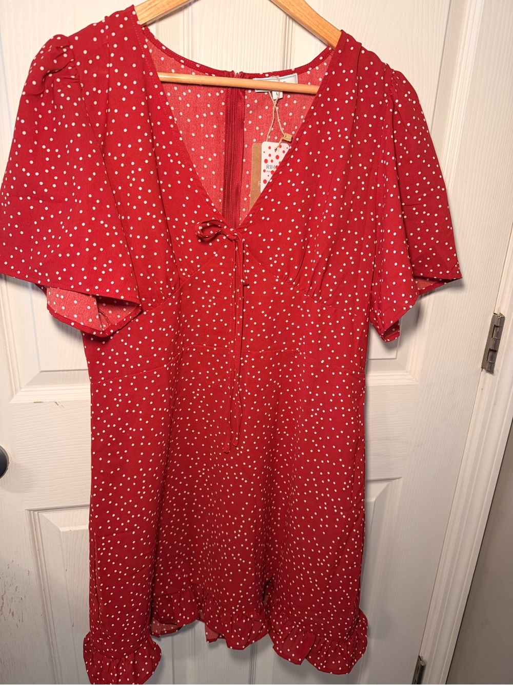 RIHOAS Red Polka Dot Dress with Front Tag